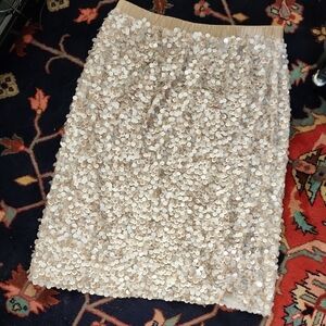 CHICOS Champagne Gold And Silver Sequined Skirt Size 3 (16-18)XL